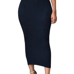 Black Essential Bodycon Maxi Pencil Skirt